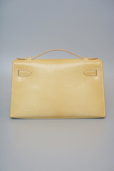 Hermes Kelly Pochette in Poussiere Lizard Phw