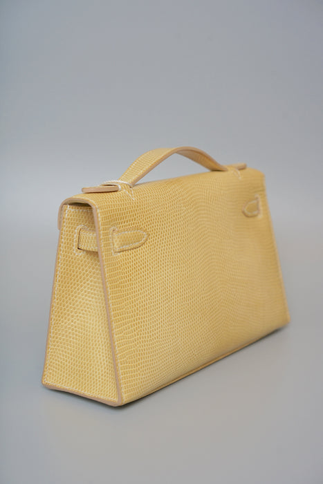 Hermes Kelly Pochette in Poussiere Lizard Phw
