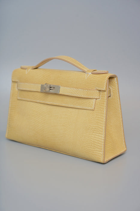 Hermes Kelly Pochette in Poussiere Lizard Phw