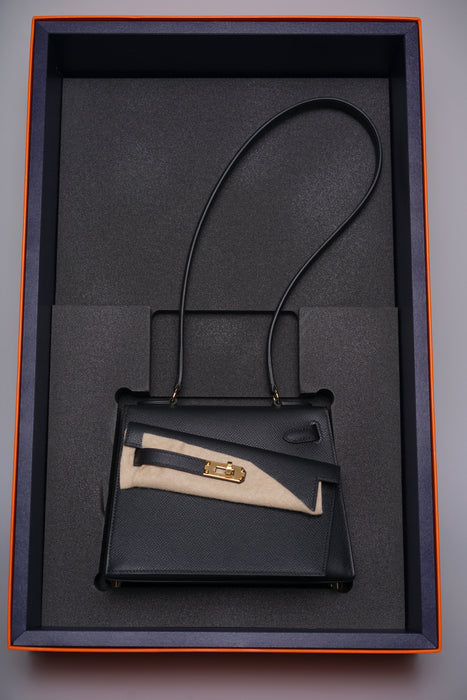 Hermes Kelly Desordre in Noir Epsom Ghw (Brand New)