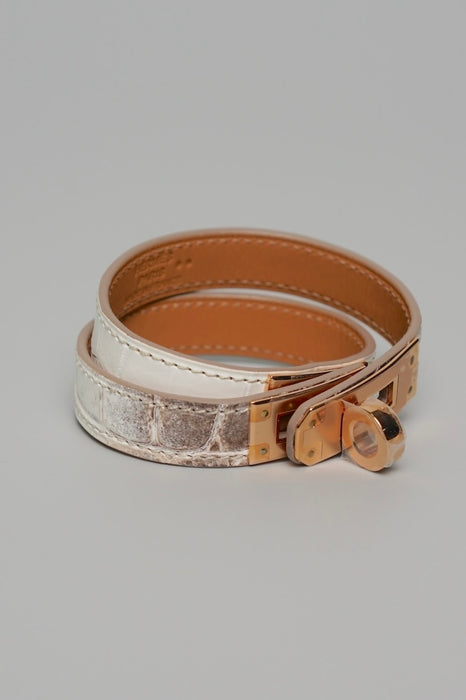 Hermes Kelly Double Tour Bracelet in Himalayan Rghw Size T2 (Brand New)