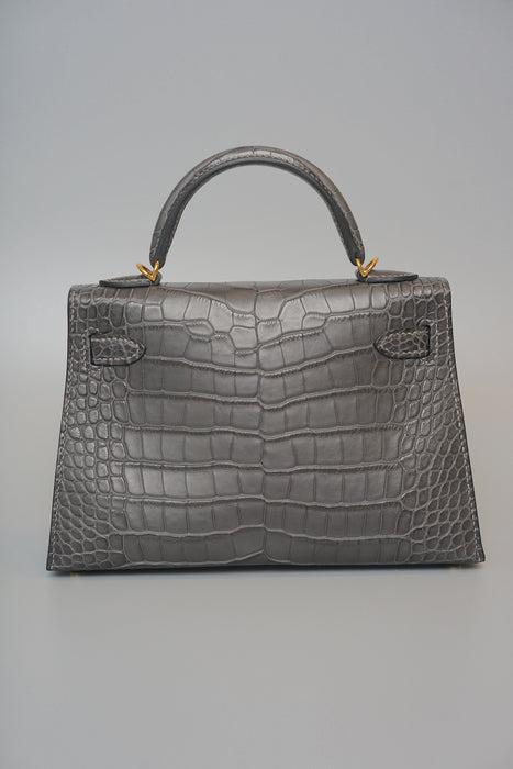 Hermes Kelly 20 in Graphite Matte Alligator Ghw (Brand New)