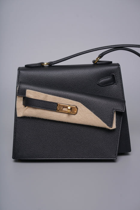 Hermes Kelly Desordre in Noir Epsom Ghw (Brand New)