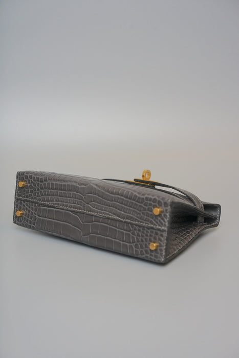 Hermes Kelly 20 in Graphite Matte Alligator Ghw (Brand New)