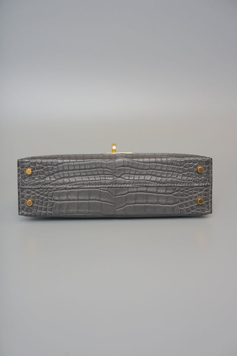 Hermes Kelly 20 in Graphite Matte Alligator Ghw (Brand New)