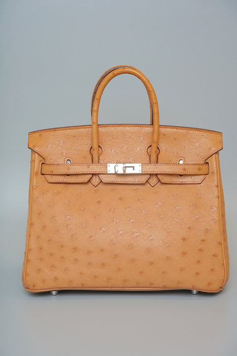 Hermes Birkin 25 in Cognac Ostrich Phw