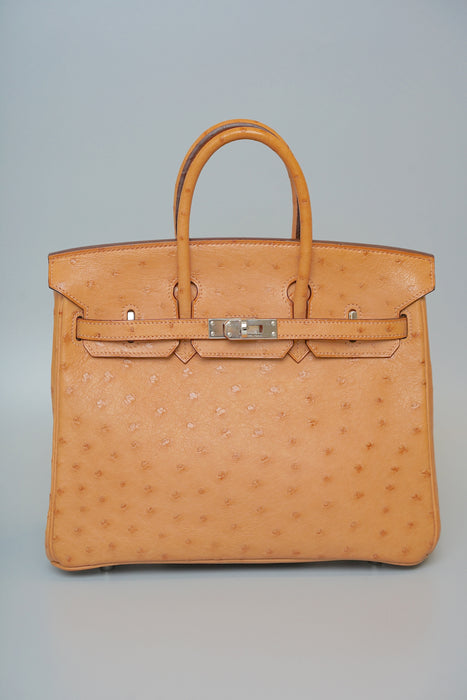 Hermes Birkin 25 in Cognac Ostrich Phw