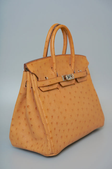 Hermes Birkin 25 in Cognac Ostrich Phw