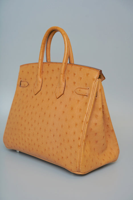 Hermes Birkin 25 in Cognac Ostrich Phw