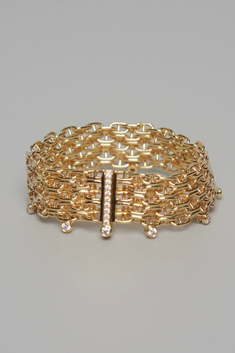 Hermes Chaine D'ancre Calypso Bracelet, medium model in Yellow Gold with Diamonds, Size 15 (Brand New)
