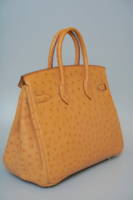 Hermes Birkin 25 in Cognac Ostrich Phw
