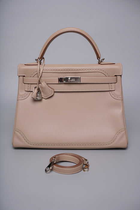 Hermes Kelly 32 in Ghillies Argile Veau Graine Phw
