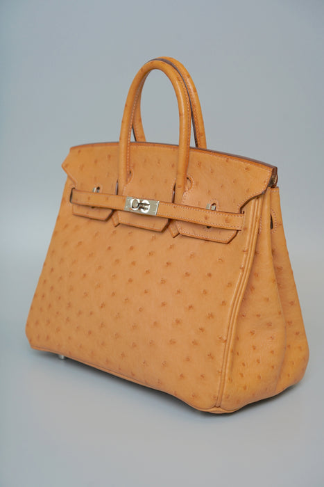 Hermes Birkin 25 in Cognac Ostrich Phw