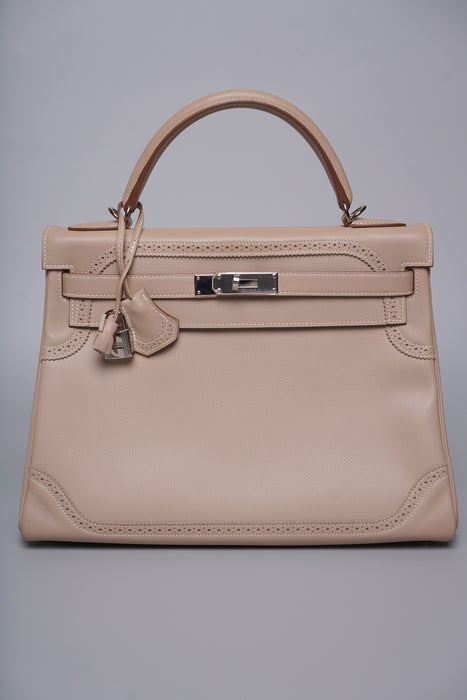 Hermes Kelly 32 in Ghillies Argile Veau Graine Phw