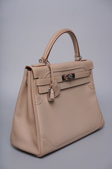 Hermes Kelly 32 in Ghillies Argile Veau Graine Phw