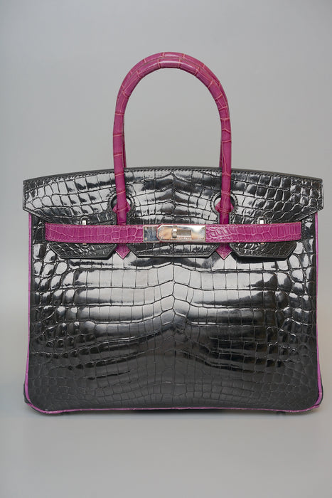 Hermes Birkin 30 HSS in Black Shiny Niloticus x Violet Phw