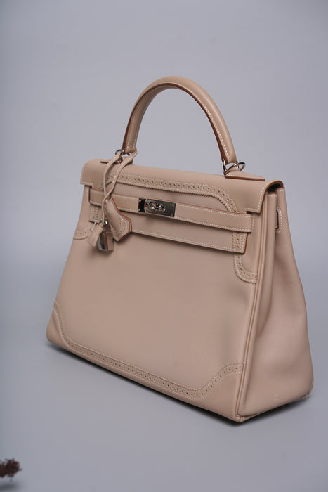 Hermes Kelly 32 in Ghillies Argile Veau Graine Phw