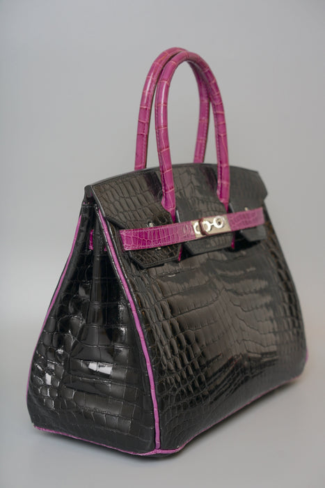 Hermes Birkin 30 HSS in Black Shiny Niloticus x Violet Phw