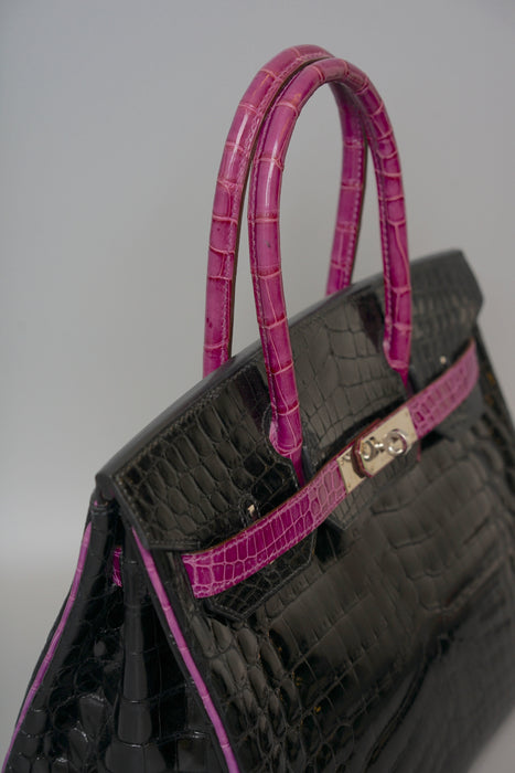Hermes Birkin 30 HSS in Black Shiny Niloticus x Violet Phw