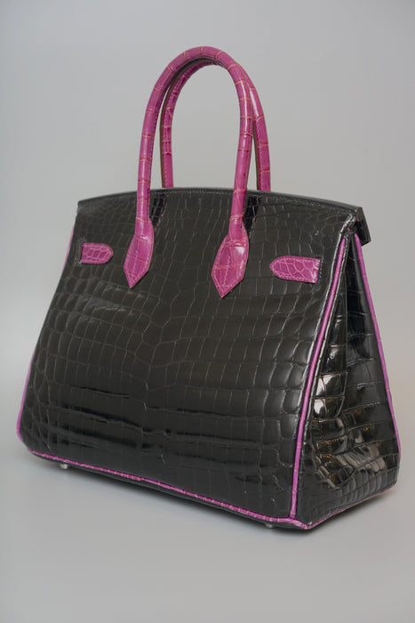 Hermes Birkin 30 HSS in Black Shiny Niloticus x Violet Phw