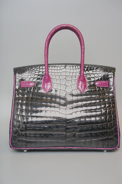 Hermes Birkin 30 HSS in Black Shiny Niloticus x Violet Phw