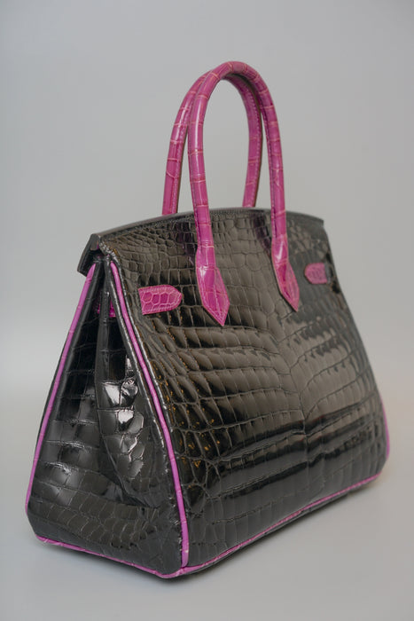 Hermes Birkin 30 HSS in Black Shiny Niloticus x Violet Phw
