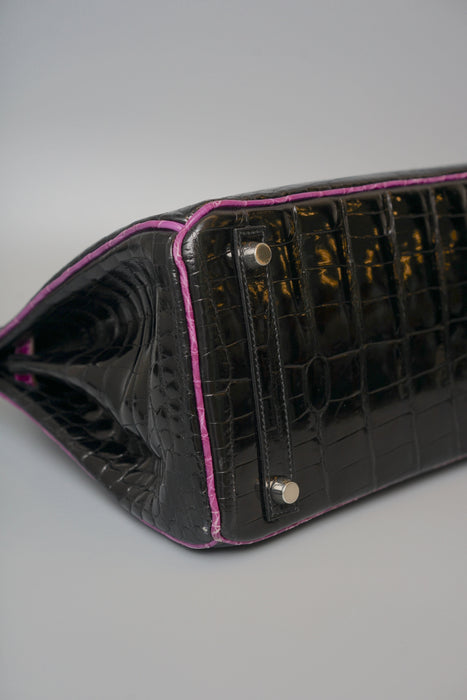 Hermes Birkin 30 HSS in Black Shiny Niloticus x Violet Phw