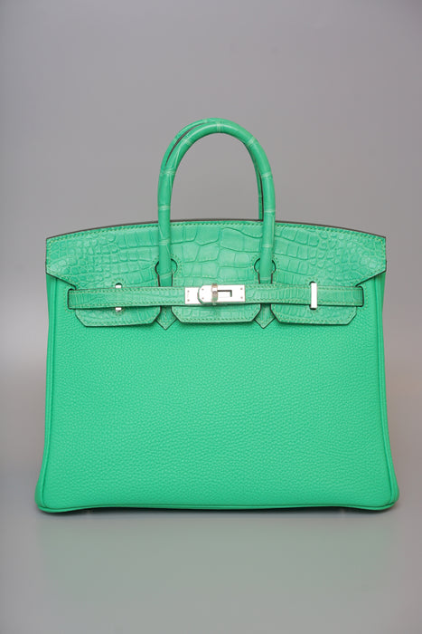 Hermes Birkin 25 Touch in Vert Comic Matte Alligator/Togo Phw (Brand New)
