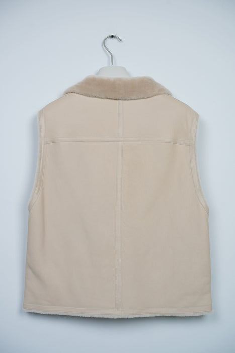 Hermes Reversible Sleeveless Jacket in Beige Glaise Size 38 (Brand New)
