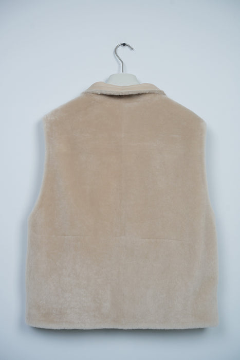 Hermes Reversible Sleeveless Jacket in Beige Glaise Size 38 (Brand New)