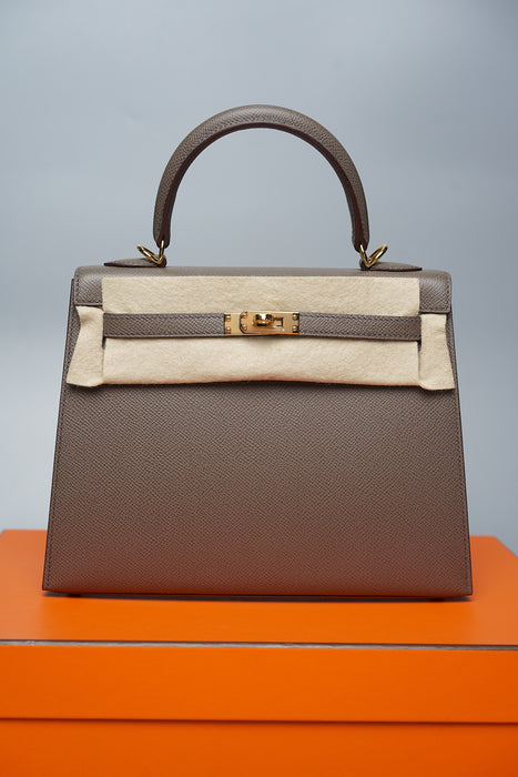 Hermes Kelly 25 Sellier in Etain Ghw (Brand New)