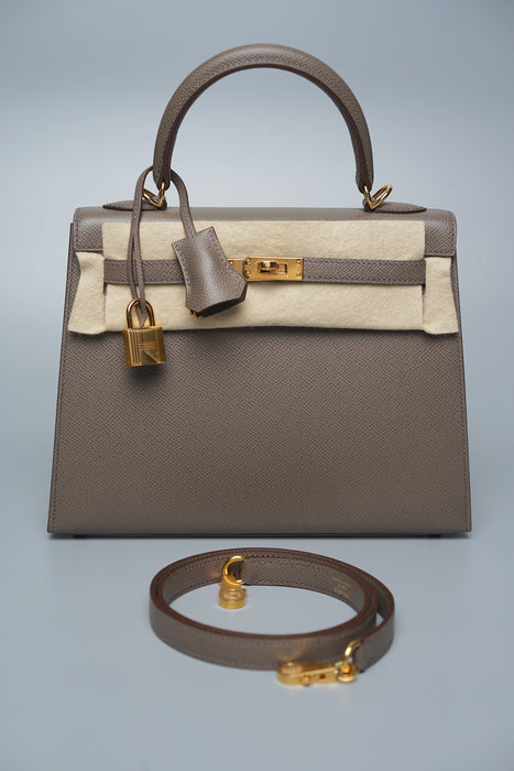 Hermes Kelly 25 Sellier in Etain Ghw (Brand New)