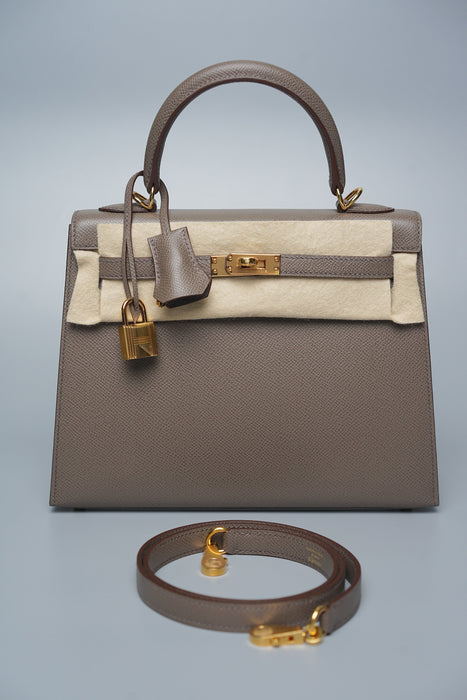 Hermes Kelly 25 Sellier in Etain Ghw (Brand New)