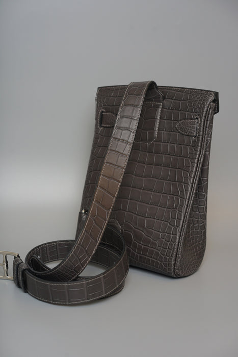 Hermes Hac a Dos in Graphite Matte Alligator Phw (Brand New)
