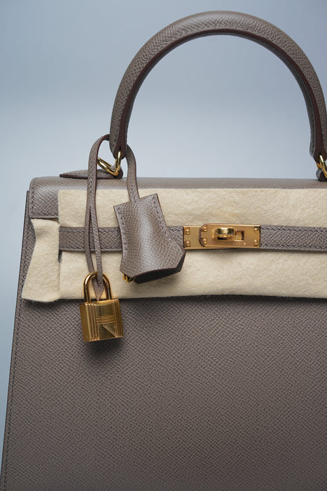 Hermes Kelly 25 Sellier in Etain Ghw (Brand New)