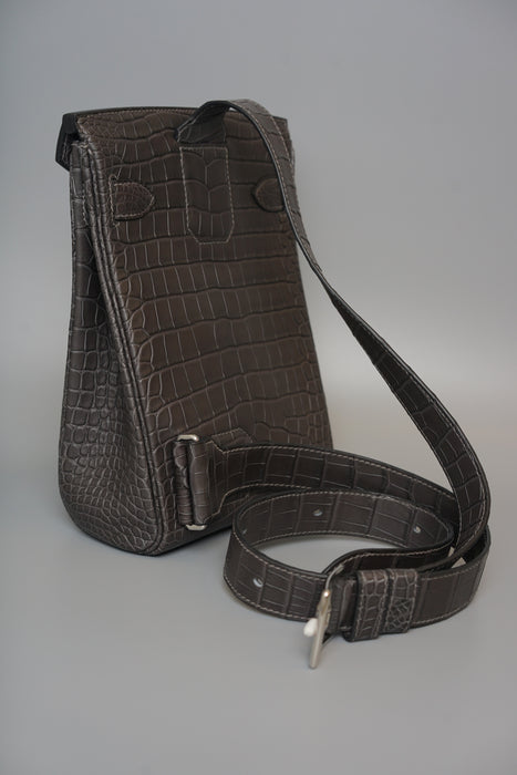Hermes Hac a Dos in Graphite Matte Alligator Phw (Brand New)