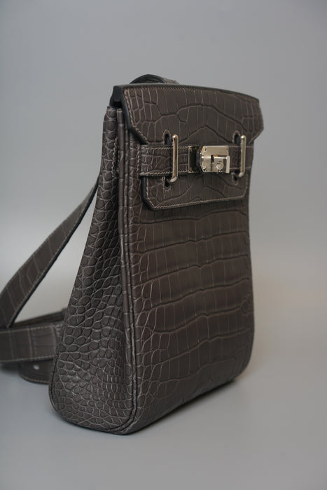 Hermes Hac a Dos in Graphite Matte Alligator Phw (Brand New)