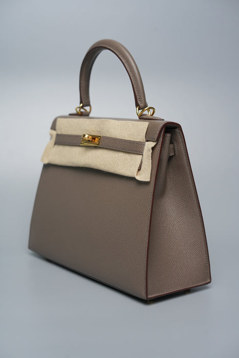 Hermes Kelly 25 Sellier in Etain Ghw (Brand New)