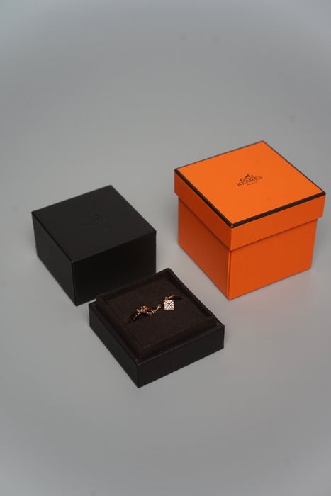 Hermes Bague double Hermès Clou d'H in Rose Gold Size 53 (Brand New)