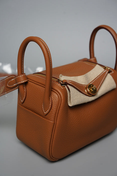 Hermes Mini Lindy ll in Gold Ghw (Brand New)