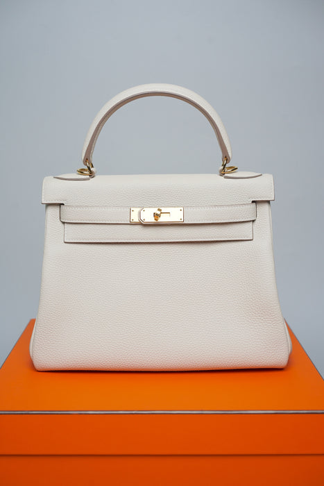 Hermes Kelly 28 in Craie Togo Ghw