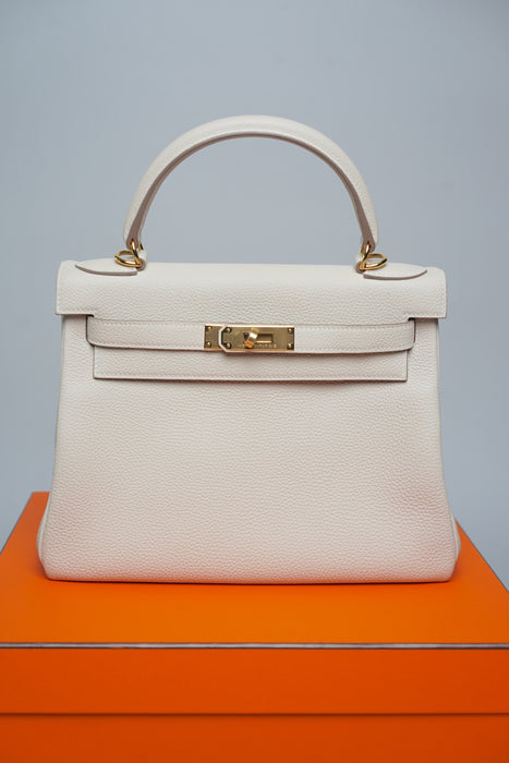 Hermes Kelly 28 in Craie Togo Ghw