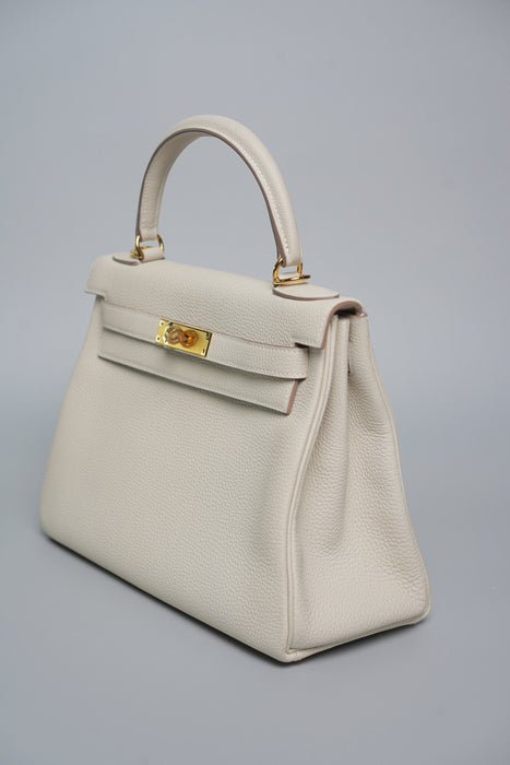 Hermes Kelly 28 in Craie Togo Ghw
