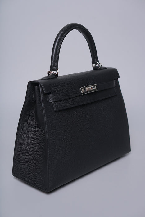Hermes Kelly II Sellier 25 in Noir Phw (Brand New)