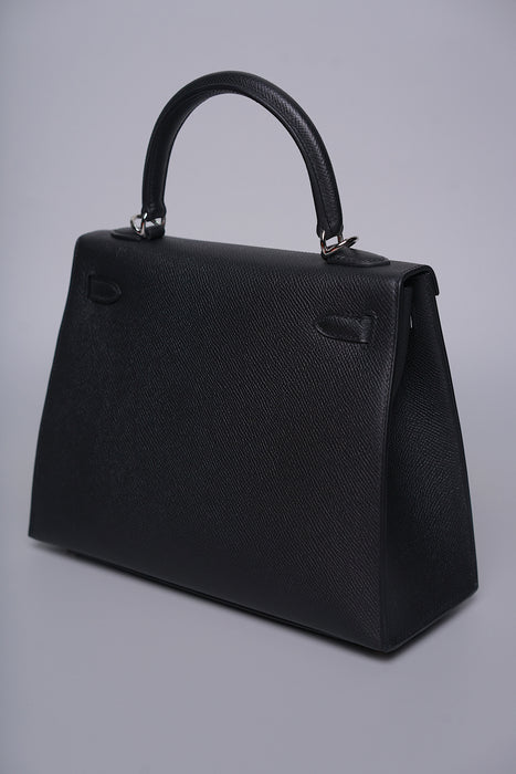 Hermes Kelly II Sellier 25 in Noir Phw (Brand New)
