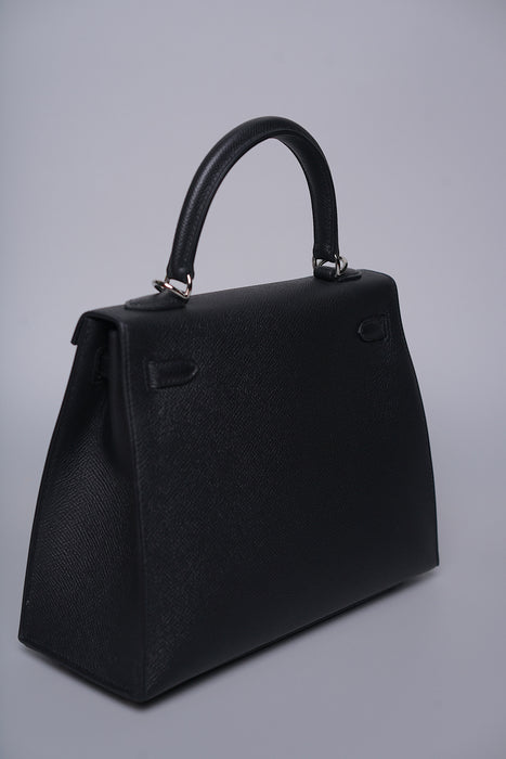 Hermes Kelly II Sellier 25 in Noir Phw (Brand New)