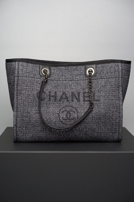 Chanel Deauville Tote in Black Tweed Ghw