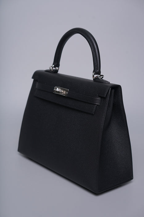 Hermes Kelly II Sellier 25 in Noir Phw (Brand New)