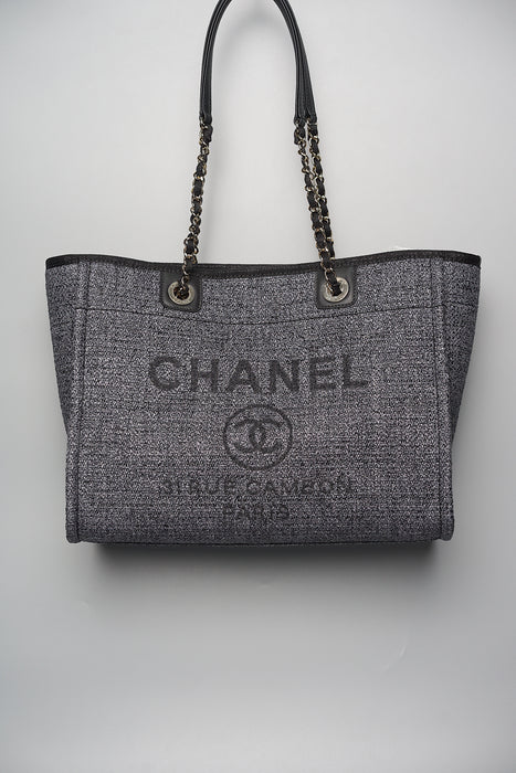 Chanel Deauville Tote in Black Tweed Ghw