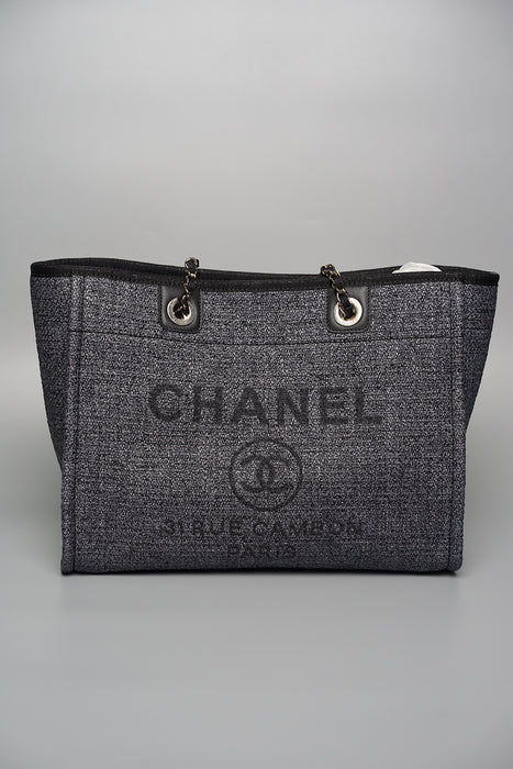 Chanel Deauville Tote in Black Tweed Ghw